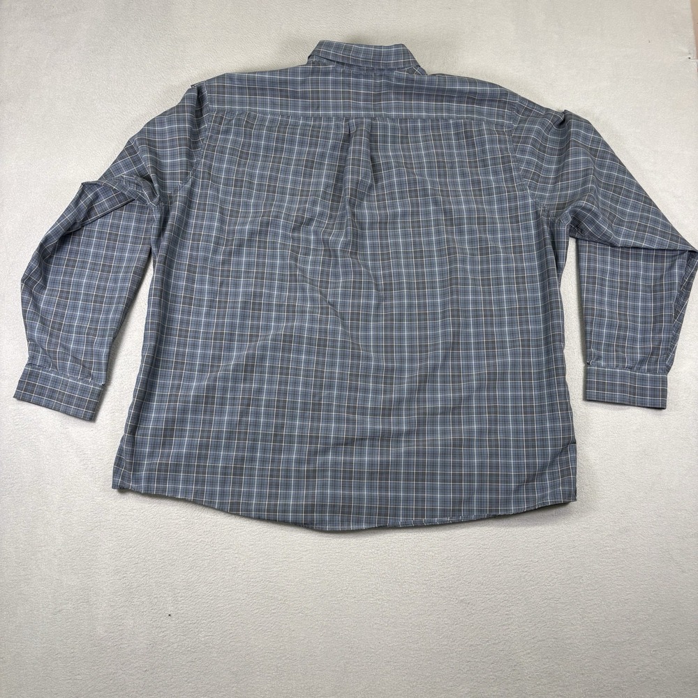 Eddie Bauer Mens 2XL Button Down Shirt Blue Plaid Wrinkle Free Relaxed Fit - Picture 2 of 7